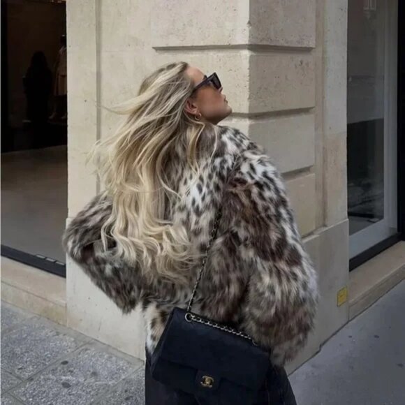 Zara Faux Fur Leopard Jacket ZW Collection - Picture 5 of 11